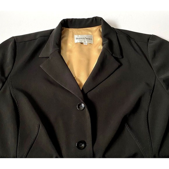 Danny & Nicole Blazer Womens Black Plus Size 18W Vintage 4 Button Collared Flaws - Picture 2 of 16